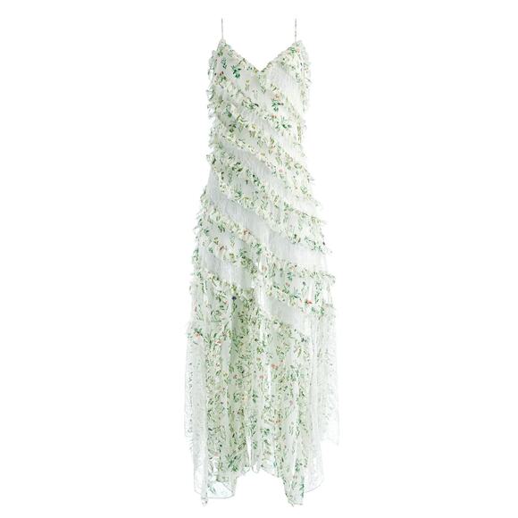 ALICE AND OLIVIA SONDRA VICTORIAN LACE RUFFLED MAXI FLORAL DRESS SZ 6 - Picture 5 of 7